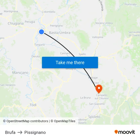 Brufa to Pissignano map