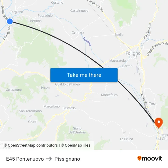 E45 Pontenuovo to Pissignano map