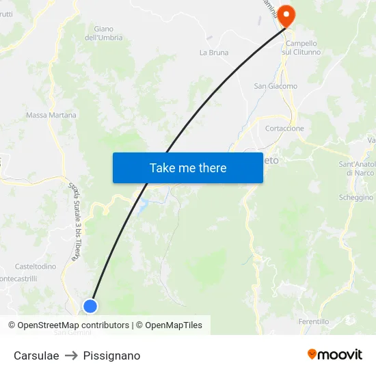 Carsulae to Pissignano map