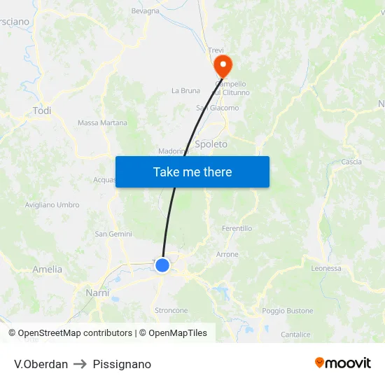 Oberdan Street to Pissignano map