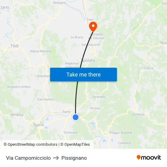 Campomicciolo Street to Pissignano map