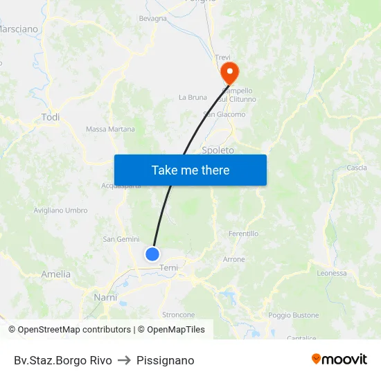 Borgo Rivo Station Junction to Pissignano map