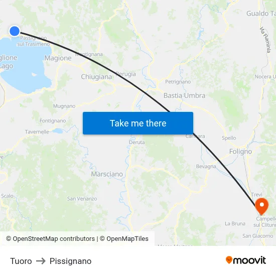 Tuoro to Pissignano map