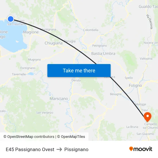 E45 Passignano West to Pissignano map