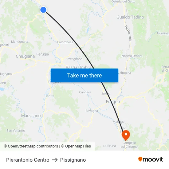 Pierantonio Center to Pissignano map