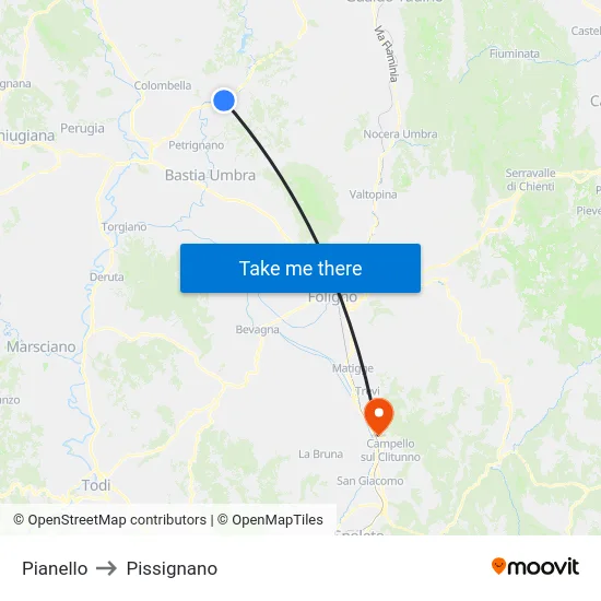 Pianello to Pissignano map