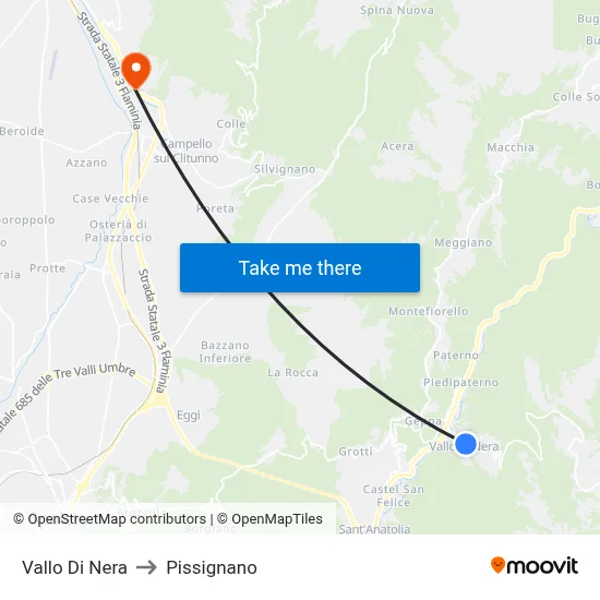 Vallo Di Nera to Pissignano map