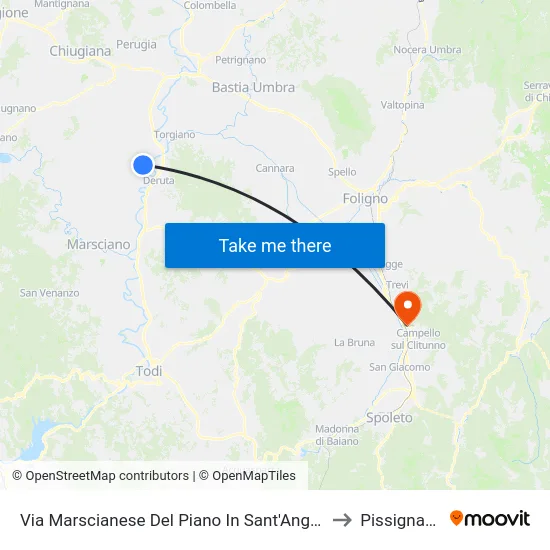 Via Marscianese Del Piano In Sant'Angelo to Pissignano map