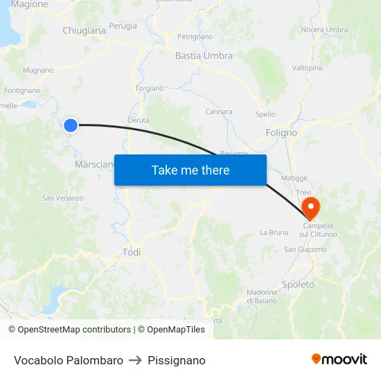 Vocabolo Palombaro to Pissignano map