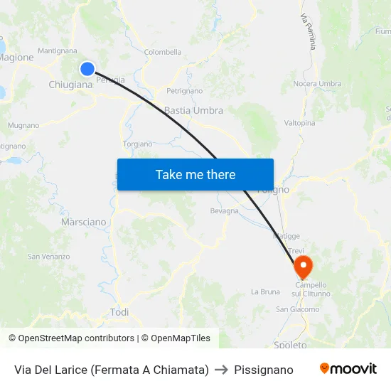 Via Del Larice (Fermata A Chiamata) to Pissignano map