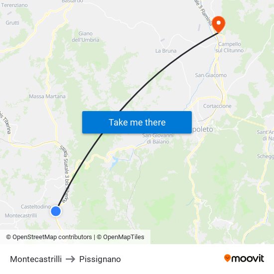 Montecastrilli to Pissignano map