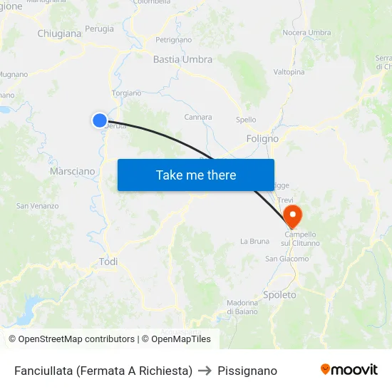 Fanciullata (Fermata A Richiesta) to Pissignano map