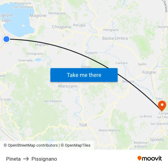 Pineta to Pissignano map