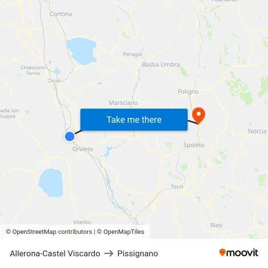 Allerona-Castel Viscardo to Pissignano map