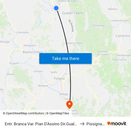 Entr. Branca Var. Pian D'Assino Dir.Gualdo T. to Pissignano map