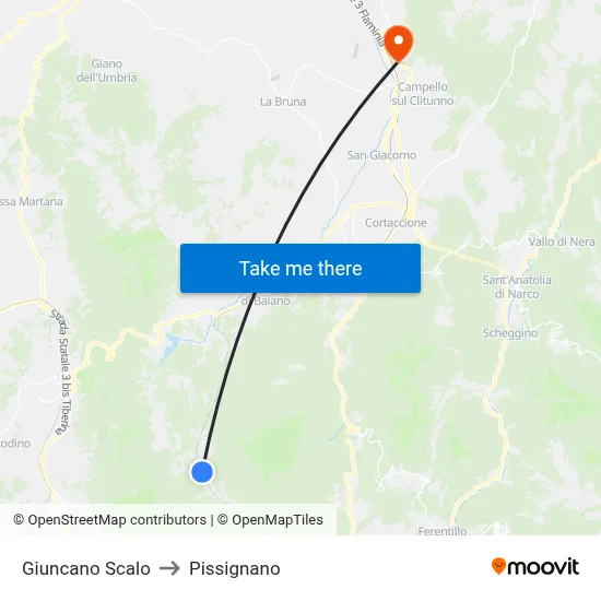 Giuncano Station to Pissignano map