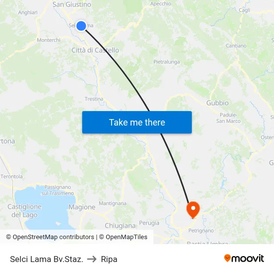 Selci Lama Station Junction to Ripa map