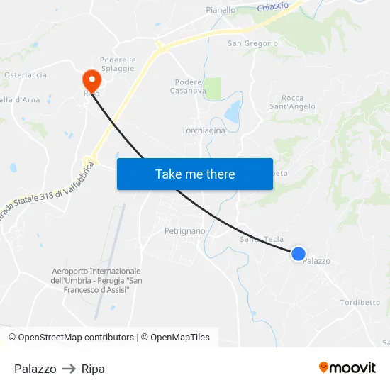 Palazzo to Ripa map