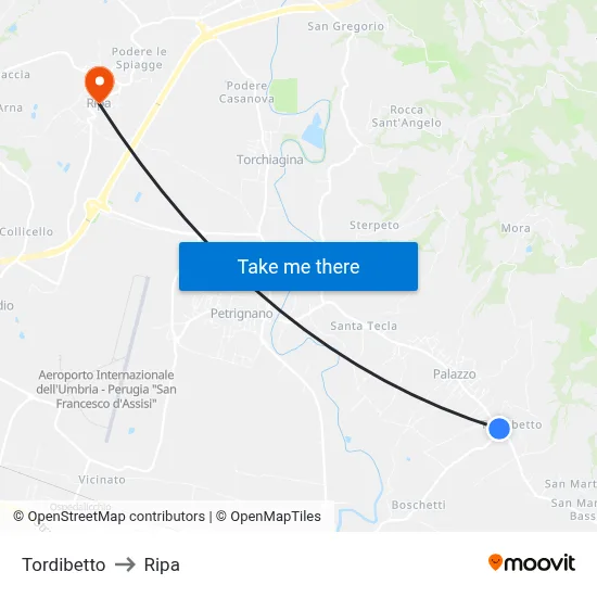 Tordibetto to Ripa map