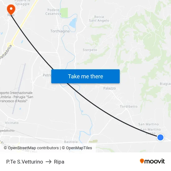 P.Te S.Vetturino to Ripa map