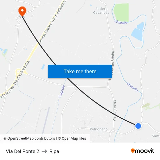 Via Del Ponte 2 to Ripa map