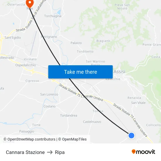 Cannara Stazione to Ripa map