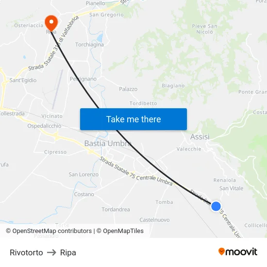 Rivotorto to Ripa map