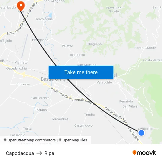 Capodacqua to Ripa map