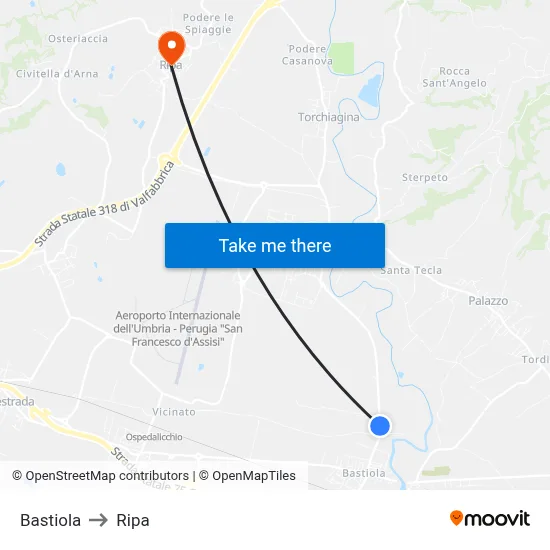 Bastiola to Ripa map