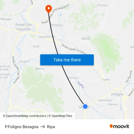 P.Foligno Bevagna to Ripa map