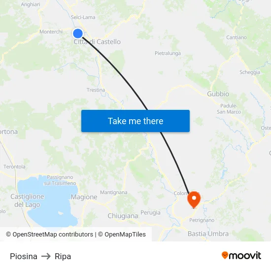 Piosina to Ripa map