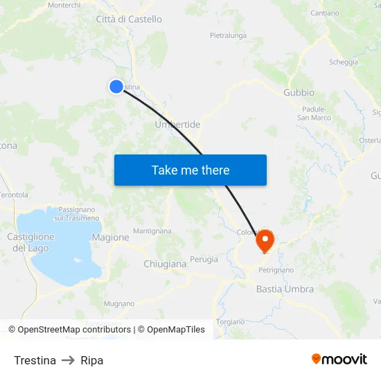Trestina to Ripa map