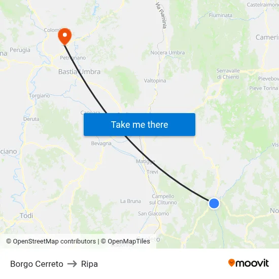 Borgo Cerreto to Ripa map