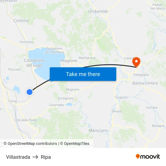 Villastrada to Ripa map