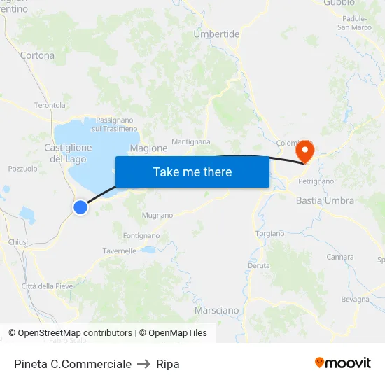 Pineta Shopping Center to Ripa map