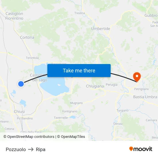 Pozzuolo to Ripa map