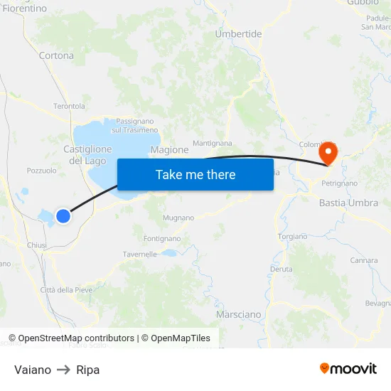 Vaiano to Ripa map