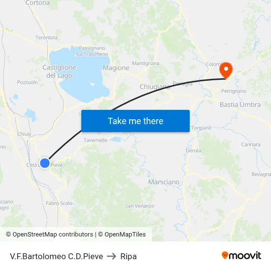 Via F. Bartolomeo Citta della Pieve to Ripa map