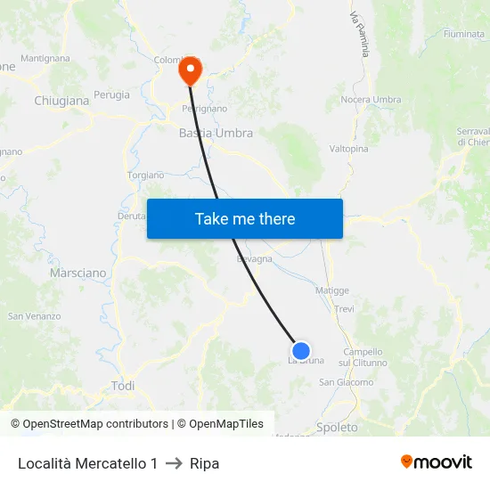 Mercatello Location 1 to Ripa map