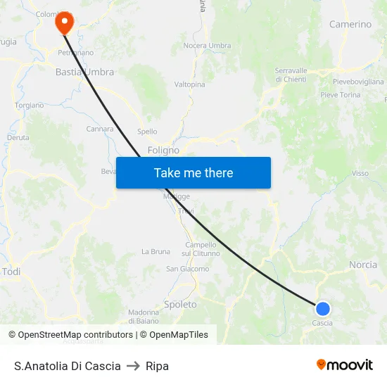 Sant'Anatolia Di Cascia to Ripa map