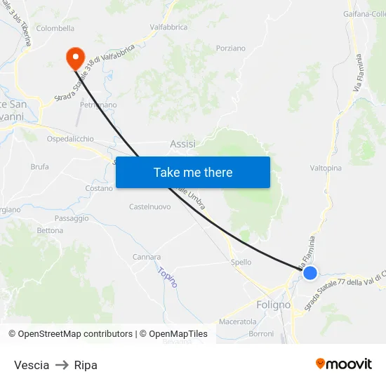 Vescia to Ripa map