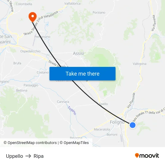 Uppello to Ripa map
