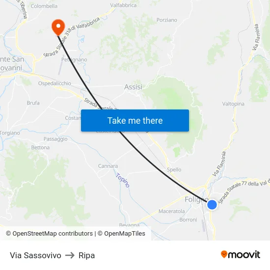 Via Sassovivo to Ripa map