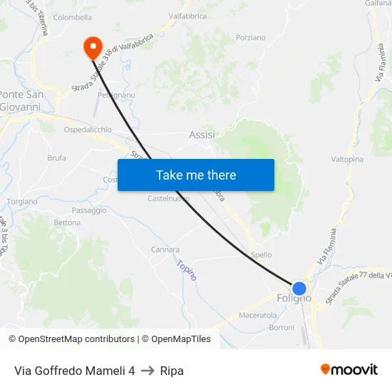 Via Goffredo Mameli 4 to Ripa map