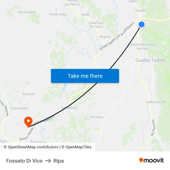 Fossato Di Vico to Ripa map