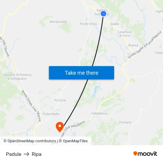 Padule to Ripa map