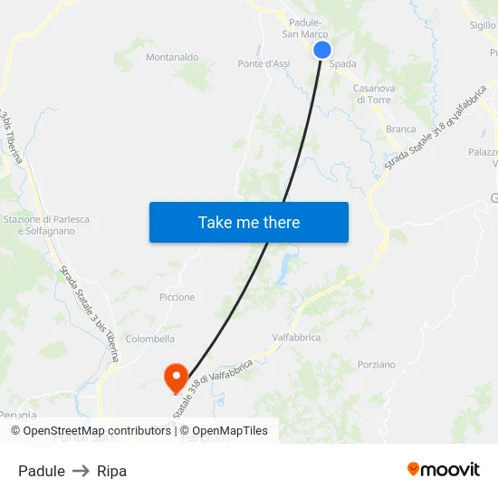 Padule to Ripa map