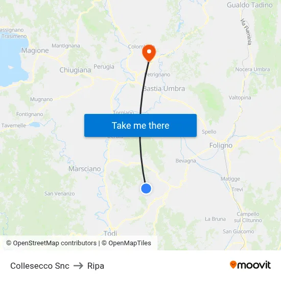 Collesecco to Ripa map