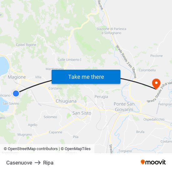 Casenuove to Ripa map
