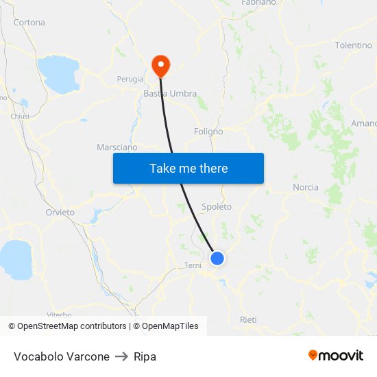 Vocabolo Varcone to Ripa map